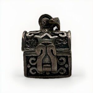 Vintage 925 Sterling Silver Prayer Box Poison Box Pendant Charm 1/2” 3.5g